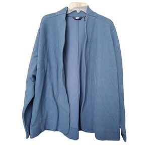 Lands' End Teal Long Sleeve Textured Pique Open Front Cardigan Size 1X (16W-18W)